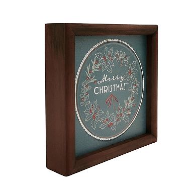 St. Nicholas Square® Merry Christmas Wreath Caption Box Wall Decor