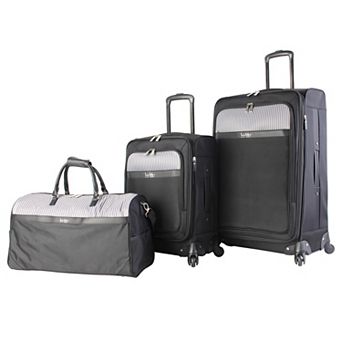 Nicole Miller French Stripes 3 pc Softside Spinner Luggage Set