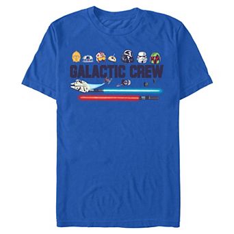 Men's Star Wars Galactic Crew Characters And Lightsabers Graphic Tee