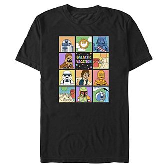 Men's Star Wars Galactic Vacation Character Squares Graphic Tee
