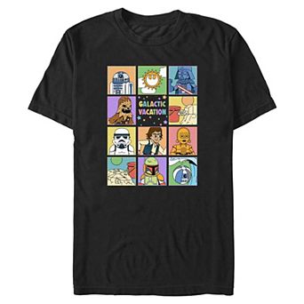 Men's Star Wars Galactic Vacation Character Squares Graphic Tee