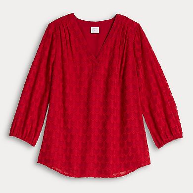 Women's Croft & Barrow® V-Neck Chiffon Blouse