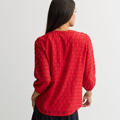 Women's Croft & Barrow® V-Neck Chiffon Blouse