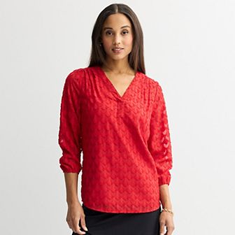Women's Croft & Barrow® V-Neck Chiffon Blouse