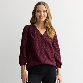 Women's Croft & Barrow® V-Neck Chiffon Blouse
