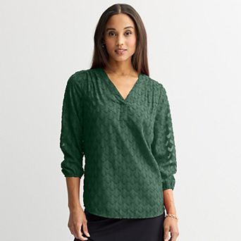 Women's Croft & Barrow® V-Neck Chiffon Blouse
