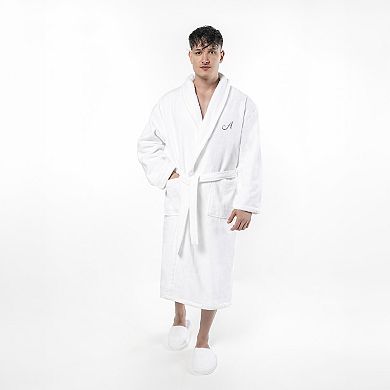 Linum Home Textiles Turkish Cotton Gray Personalized Anovia Velour Bathrobe