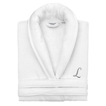 Linum Home Textiles Turkish Cotton Gray Personalized Anovia Velour Bathrobe