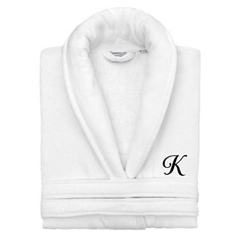 Linum Home Textiles Turkish Cotton Black Personalized Velour Bathrobe