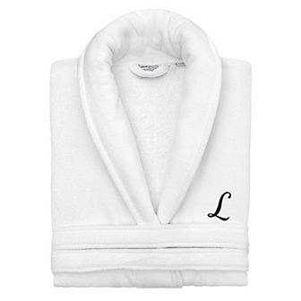 Linum Home Textiles Turkish Cotton Black Personalized Velour Bathrobe