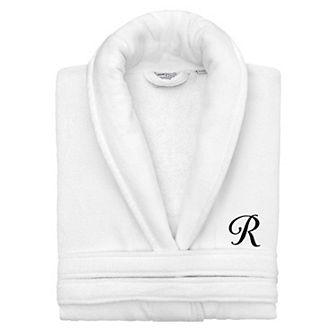 Linum Home Textiles Turkish Cotton Black Personalized Velour Bathrobe