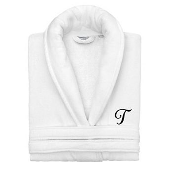 Linum Home Textiles Turkish Cotton Black Personalized Velour Bathrobe