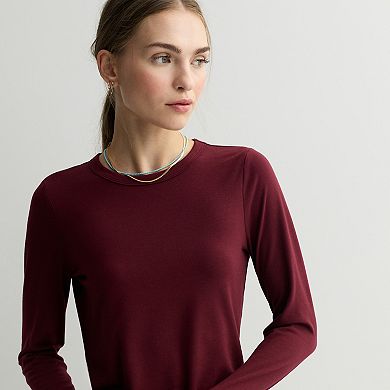 Juniors' SO Long Sleeve Fitted Crew Tee