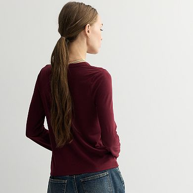 Juniors' SO Long Sleeve Fitted Crew Tee