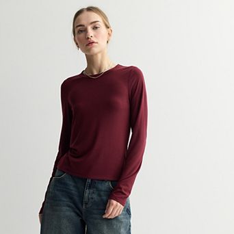 Juniors' SO® Long Sleeve Fitted Crew Tee