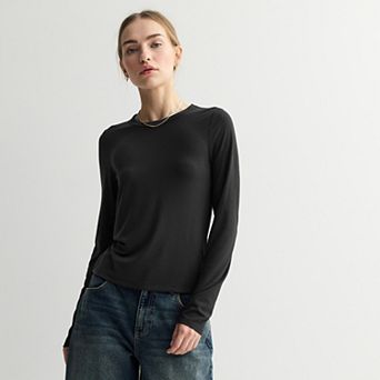 Juniors' SO® Long Sleeve Fitted Crew Tee