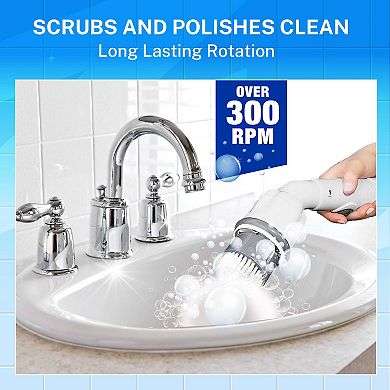 Bell+Howell Scrubtastic Express Handheld Power Scrubber with Flat Brush Head