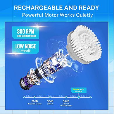 Bell+Howell Scrubtastic Express Handheld Power Scrubber with Flat Brush Head