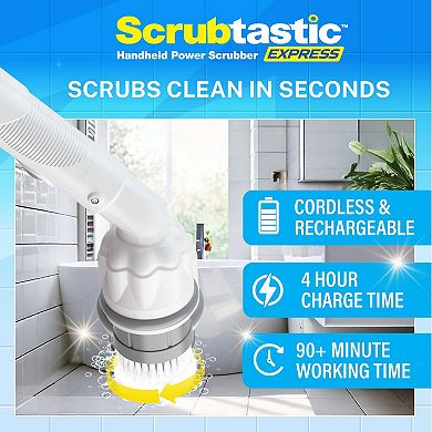 Bell+Howell Scrubtastic Express Handheld Power Scrubber with Flat Brush Head
