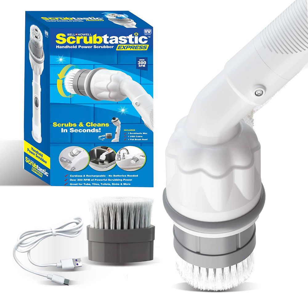 Bell+Howell Scrubtastic Express Handheld Power Scrubber with Flat Brush ...