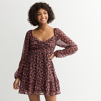 Juniors' Liberty Love Long Sleeve Cinched Skater Dress