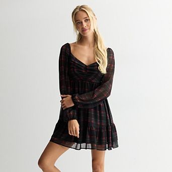 Juniors' Liberty Love Long Sleeve Cinched Skater Dress