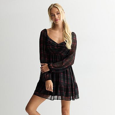 Juniors' Mary & Mo Long Sleeve Cinched Skater Dress