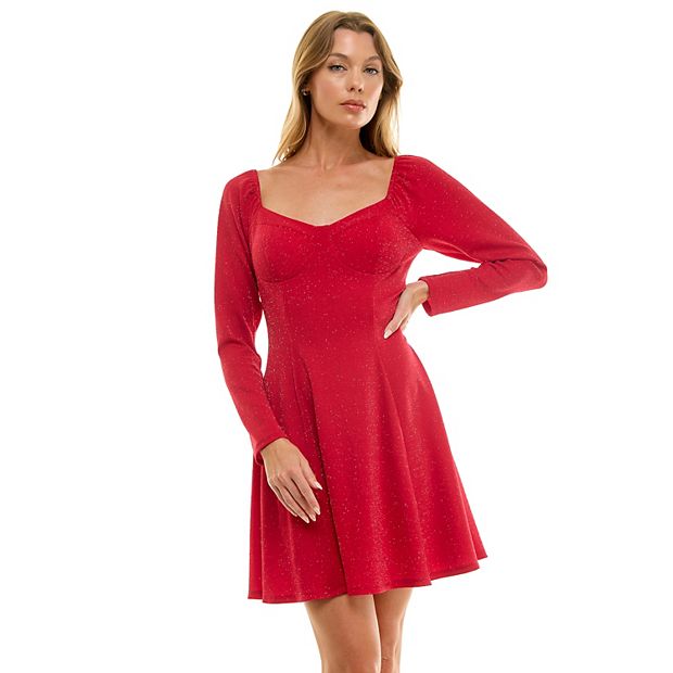 juniors' glitter-knit skater party dress Sorbet Swirl Skater Dress Size 7-8 / Ombre Pink main image 0