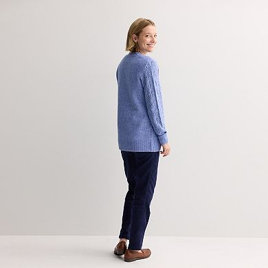 Women's Croft & Barrow® Cozy Pointelle Open Front Cardigan