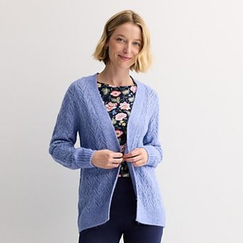 Women's Croft & Barrow® Cozy Pointelle Open Front Cardigan