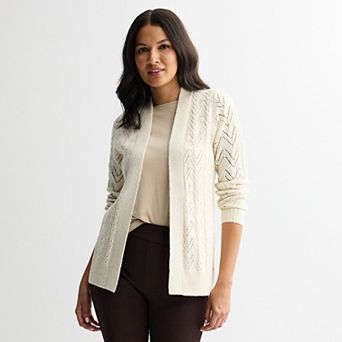 Women's Croft & Barrow® Cozy Pointelle Open Front Cardigan