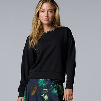 Women's Simply Vera Vera Wang Jeweled Neck Sweatshirt