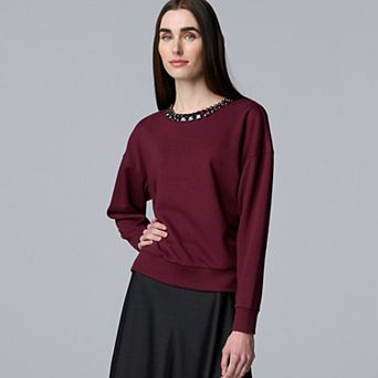 Women's Simply Vera Vera Wang Jeweled Neck Sweatshirt