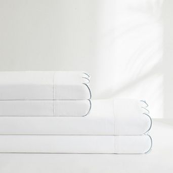 Lush Decor Coastal Chic 4 pc Scalloped Edge Cotton Sheet Set