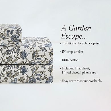 Lush Decor Lillian Block Print Cotton Sheet Set with Pillowcases