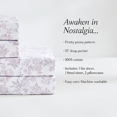 Lush Decor Peony Toile Sheet Set with Pillowcases