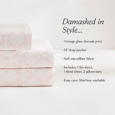 Lush Decor Romer Damask Sheet Set with Pillowcases