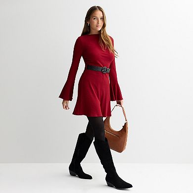 Juniors' Liberty Love Belted Rib Knit Sweater Dress