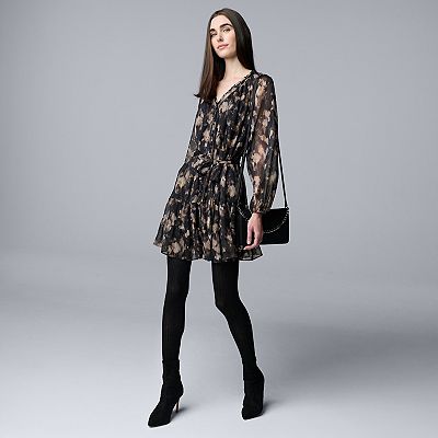 Women's Simply Vera Vera Wang Lurex Belted Short Dress