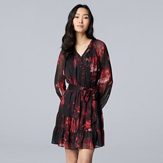 Women's Simply Vera Vera Wang Lurex Belted Short Dress