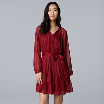 Women's Simply Vera Vera Wang Lurex Belted Short Dress