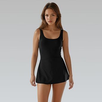 Women's Hayley Tankini-Style Swim Dress With Adjustable Straps and Hidden Bikini Bottoms