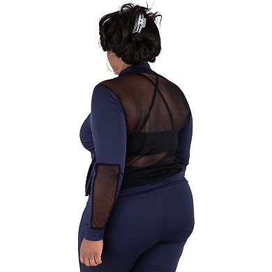 Plus Size Curvy Women's Navy Zip Up Activewear Tracksuit Jacket