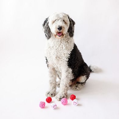Midlee Valentine Plush Balls Dog Toy - Set Of 6