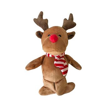 Midlee Christmas Reindeer Plush Dog Toy With Scarf