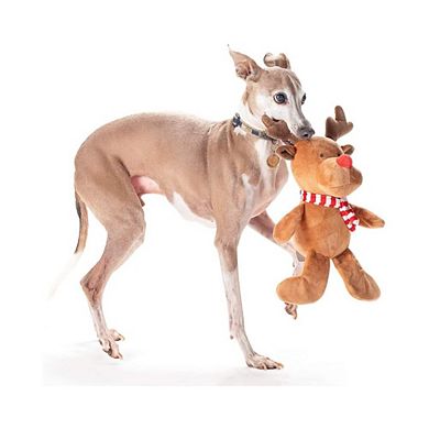 Midlee Christmas Reindeer Plush Dog Toy With Scarf