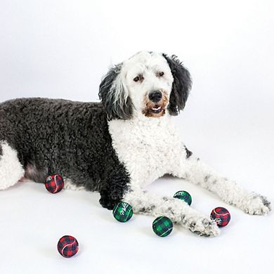 Midlee Dog Christmas Plaid Tennis Balls