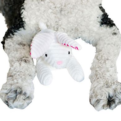 Midlee Stripe Ears White Easter Rabbit Dog Toy