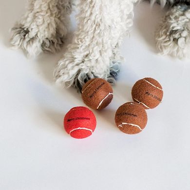 Midlee Red Nose Christmas Dog Tennis Balls