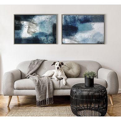 Sylvie Aqua Abstract 1 Framed Canvas by Amy Lighthall